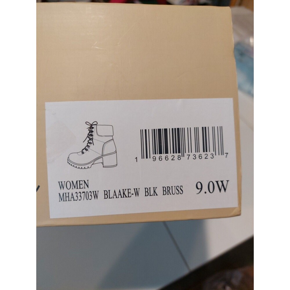 Mia Amore Women's Size 9 Blaake Block Heel Lace Up Boots 9.0W Black Cream - Picture 13 of 13